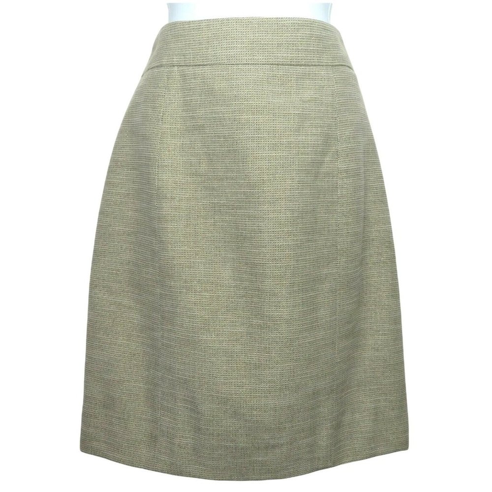 Valentino Gold Metallic Tweed Pencil Skirt S Wool Lined Zipper Academia